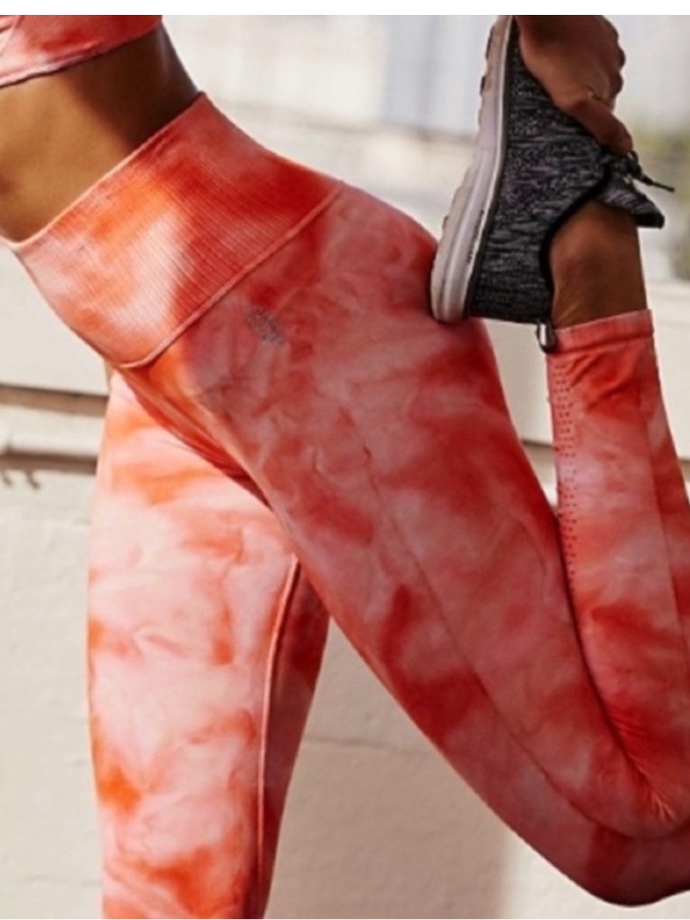 Free People Good Karma Tie-Dye Leggings in pink and orange